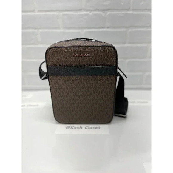 Michael Kors Men's Unisex Cooper Flight Bag Crossbody Travel Bag - Brown - Picture 1 of 10